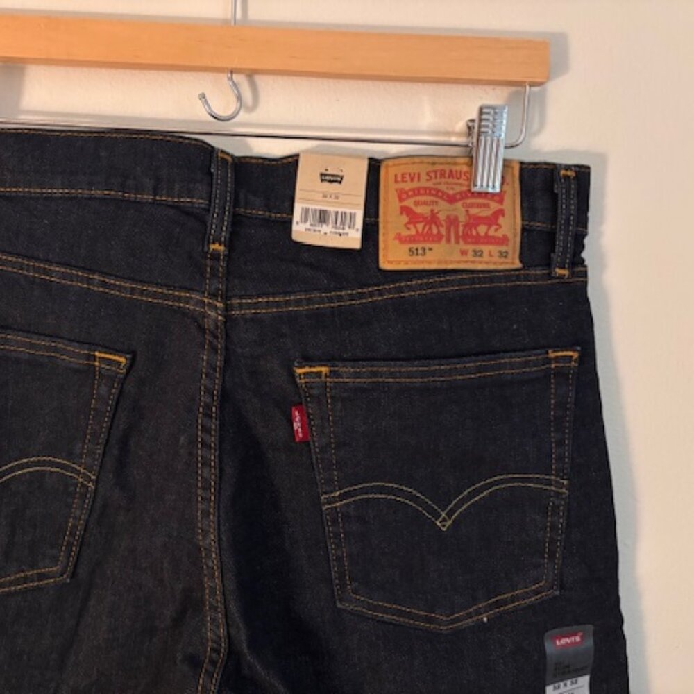NWT: Levi's Mens 513 Slim Straight Jeans, Dark Denim, 32x32 - Picture 7 of 8